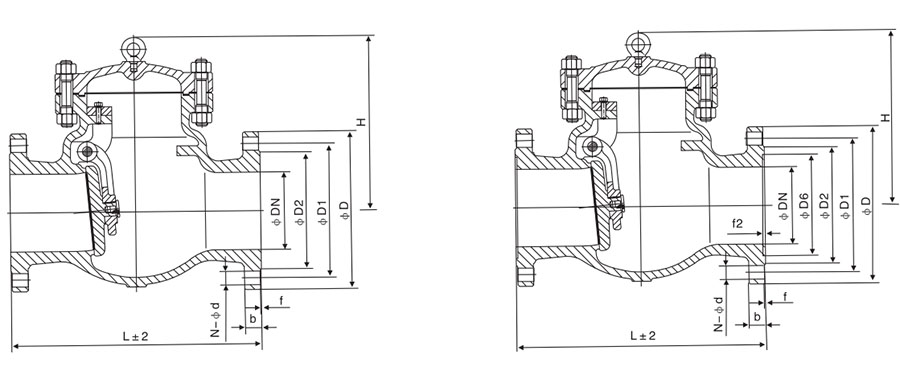 國標(biāo)旋啟式止回閥外形尺寸