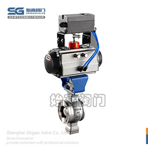 氣動對夾V型球閥圖1