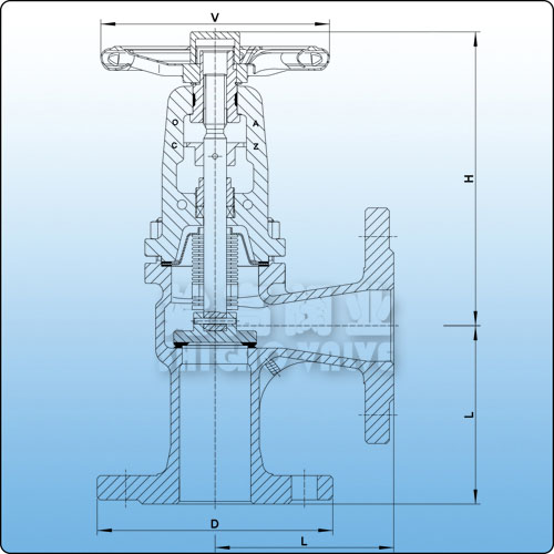 德標角式波紋管截止閥尺寸圖