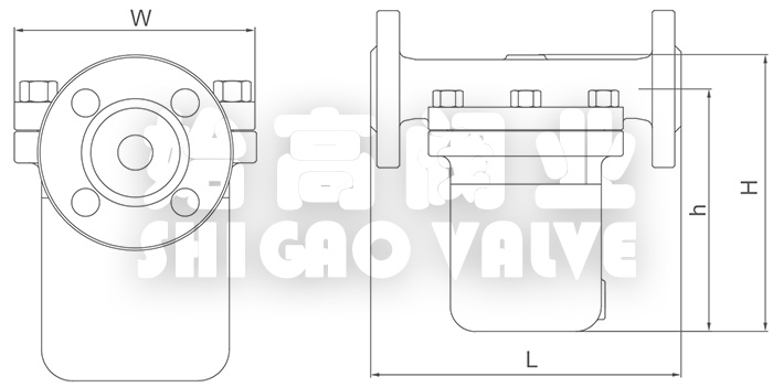 高壓倒吊桶式蒸汽疏水閥尺寸圖