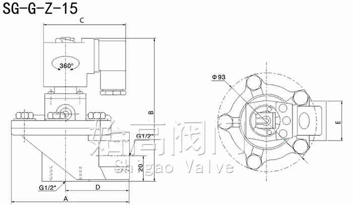 SG-G-Z-15��ԭ��ֱ��ʽ�}�_�ߴ�