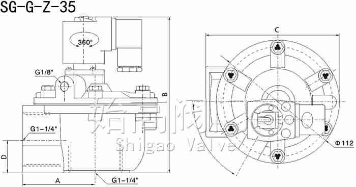 SG-G-Z-35��ԭ��ֱ��ʽ�}�_�y�ߴ�