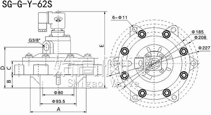 SG-G-Y-62S��ԭ���͛]ʽ�}�_�y�ߴ�